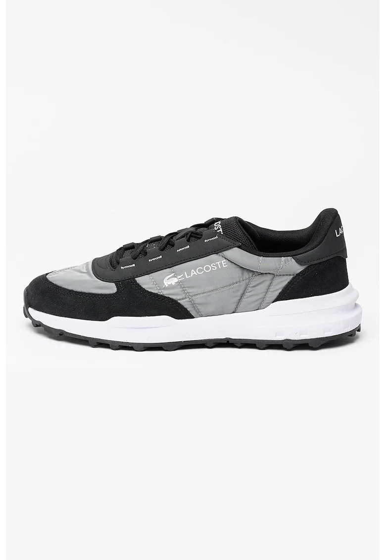 Pantofi sport low-cut cu segmente de piele intoarsa Elite, Negru/Gri inchis