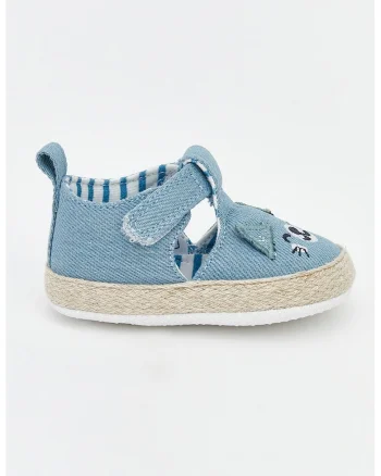 Pantofi crib din denim cu decupaje, Albastru deschis