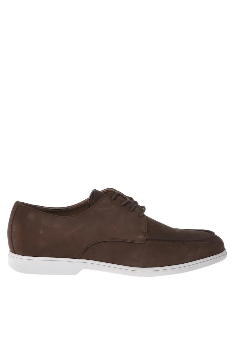 Pantofi Derby de piele nabuc, Maro inchis