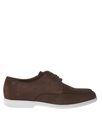 Pantofi Derby de piele nabuc, Maro inchis