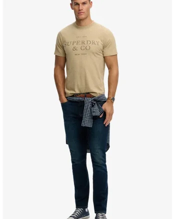 Tricou cu imprimeu logo, Bej melange