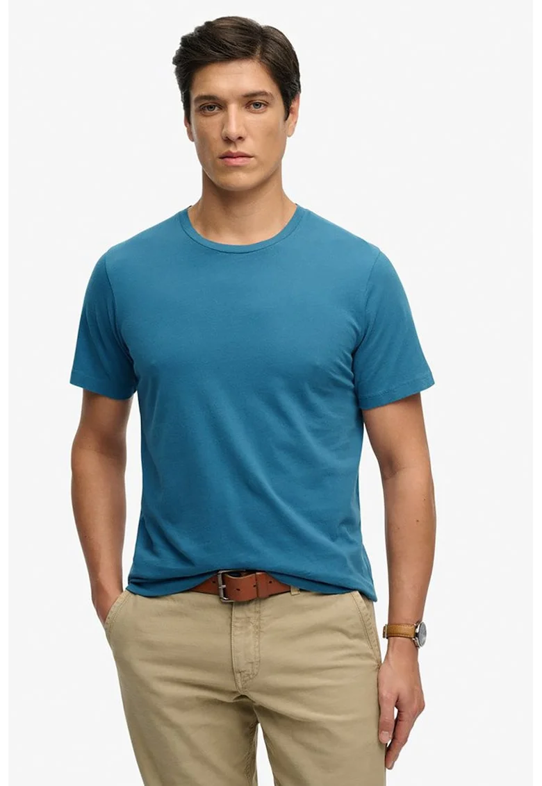 Tricou din bumbac cu model uni, Albastru