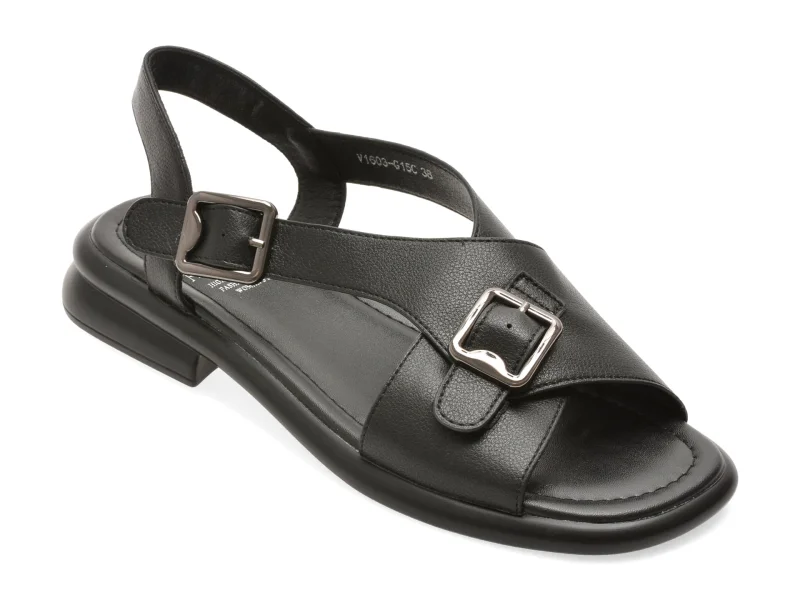 Sandale FLAVIA PASSINI negre, 1603G15, din piele naturala