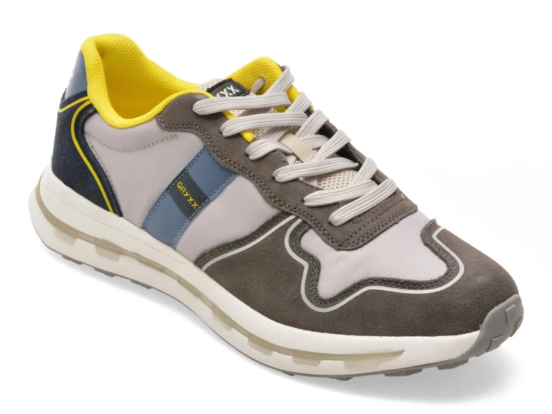 Pantofi sport GRYXX gri, 30160, din material textil si piele naturala