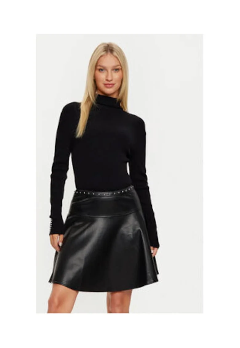 Fusta  model MORGAN-242-RPEPPER, viscoza si imitatie de piele, neagra, Negru