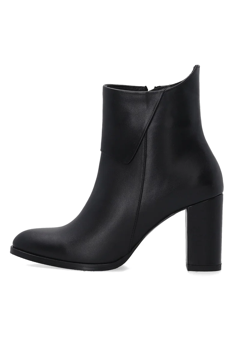 Botine din piele naturala, cu toc