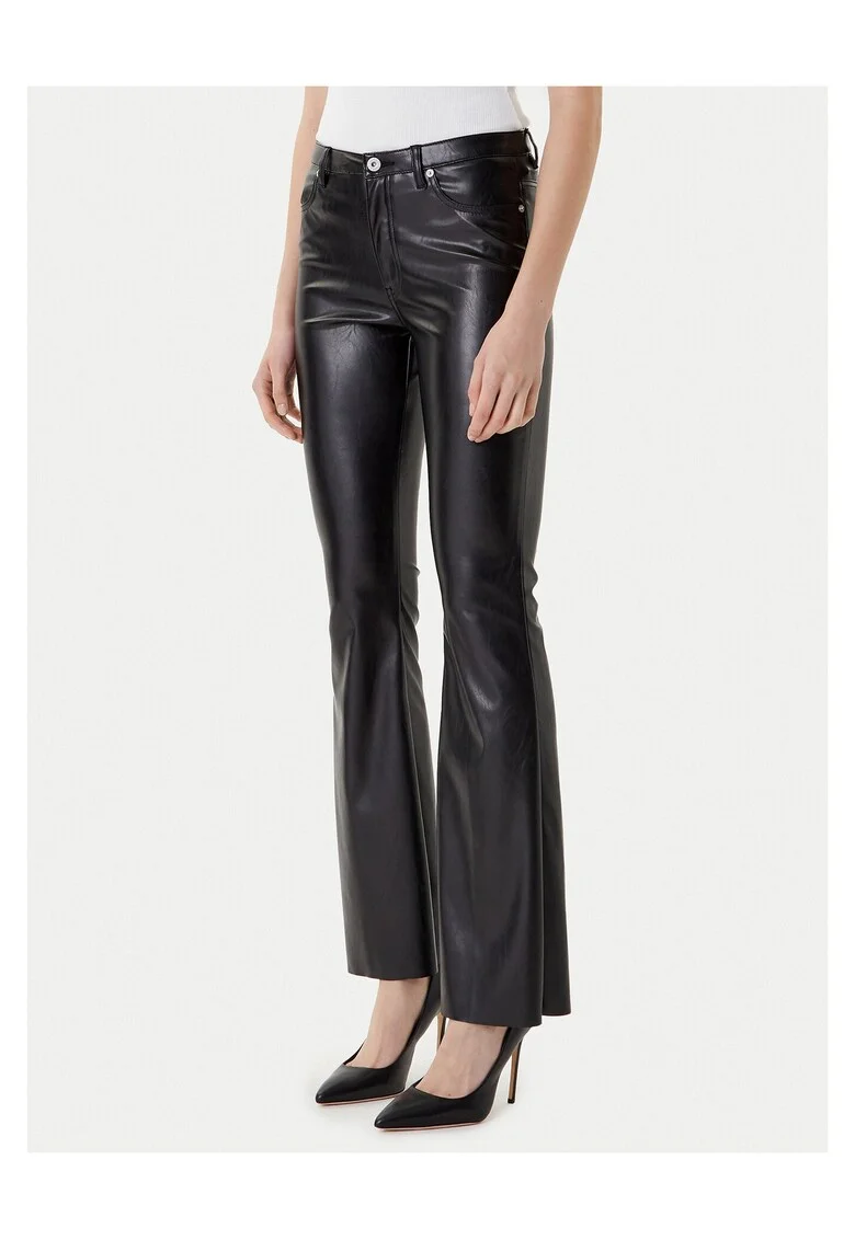 Pantaloni dama  piele ecologica, negru,