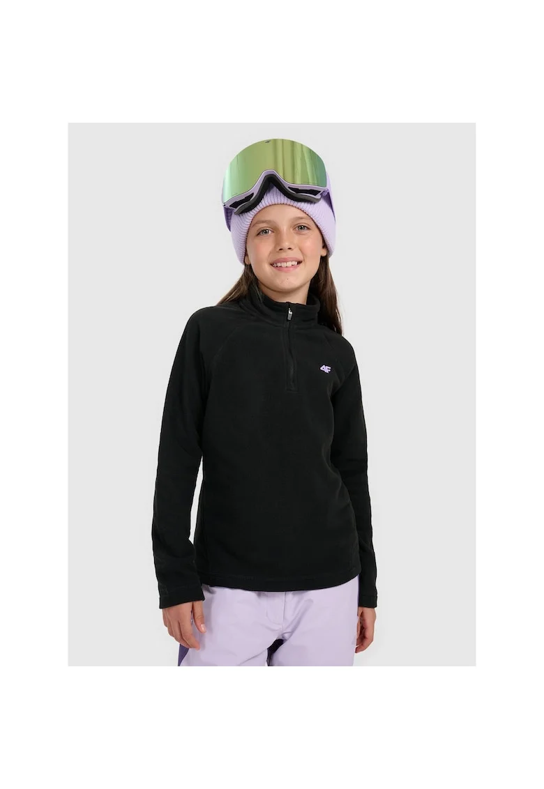 Bluza termica  pentru fete, neagra, tehnologie 4FWarm, croiala slim, sezon toamna-iarna,