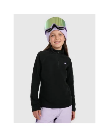 Bluza termica  pentru fete, neagra, tehnologie 4FWarm, croiala slim, sezon toamna-iarna,