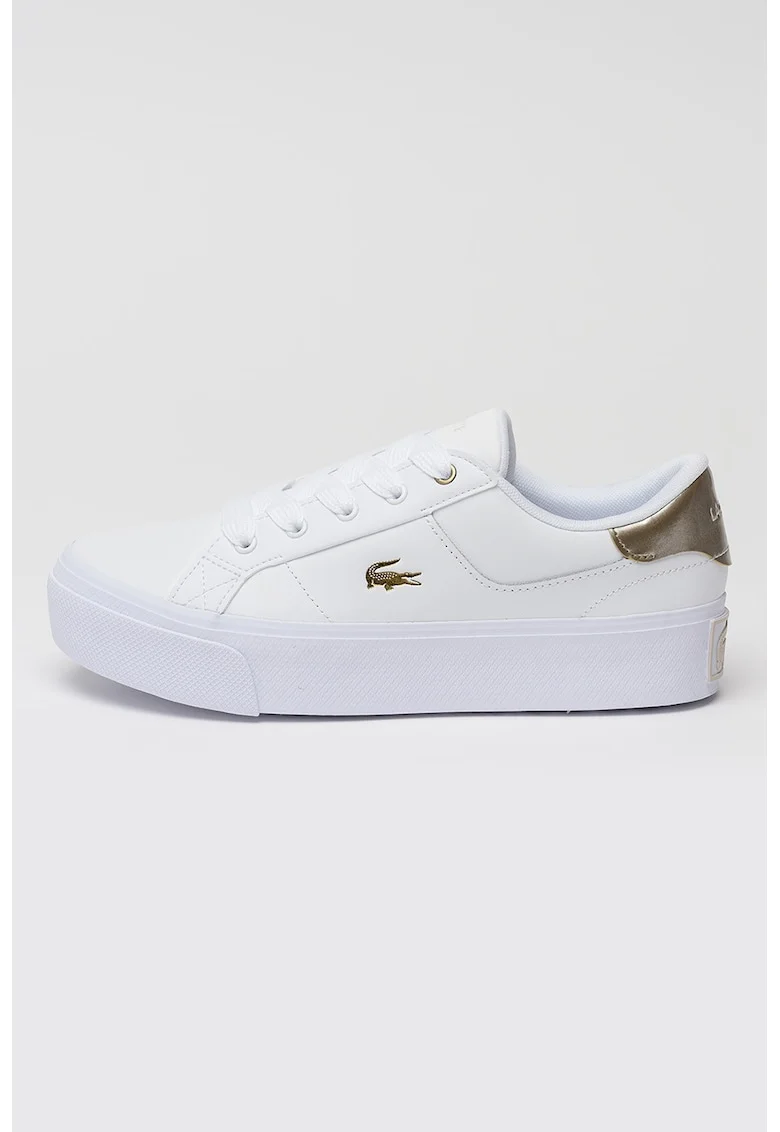 Pantofi sport flatform de piele Ziane, Auriu/Alb optic