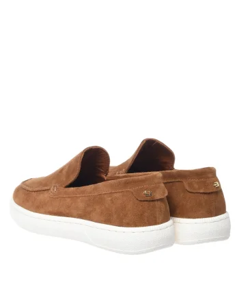 Pantofi loafer din piele intoarsa cu model uni, Maro