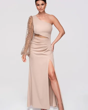 Rochie de seara asimetrica maxi  LA-OM-DLR261, Bej
