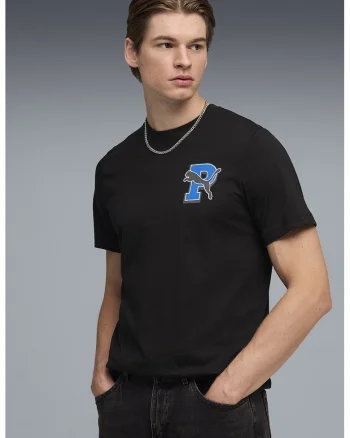 Tricou din bumbac cu imprimeu logo pe partea din spate, Negru/Albastru royal
