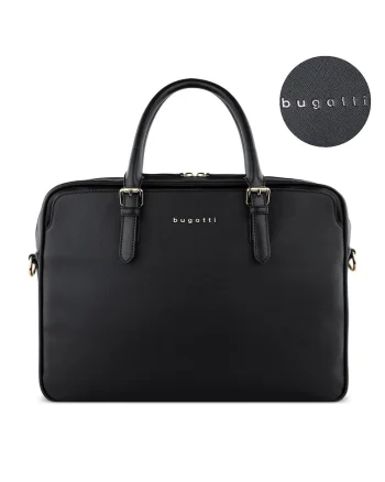 Geanta business  Ella, compartiment laptop 15”, piele ecologica, 496626, Negru