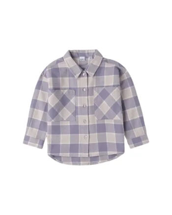 Camasa Fete iDO, din Bumbac 100% Peach Twill cu Carouri si Buzunare, Albastru lavanda, Crem,