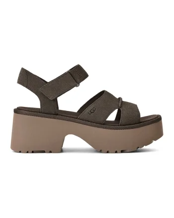 Sandale din piele intoarsa cu inchidere velcro New Heights, Maro taupe