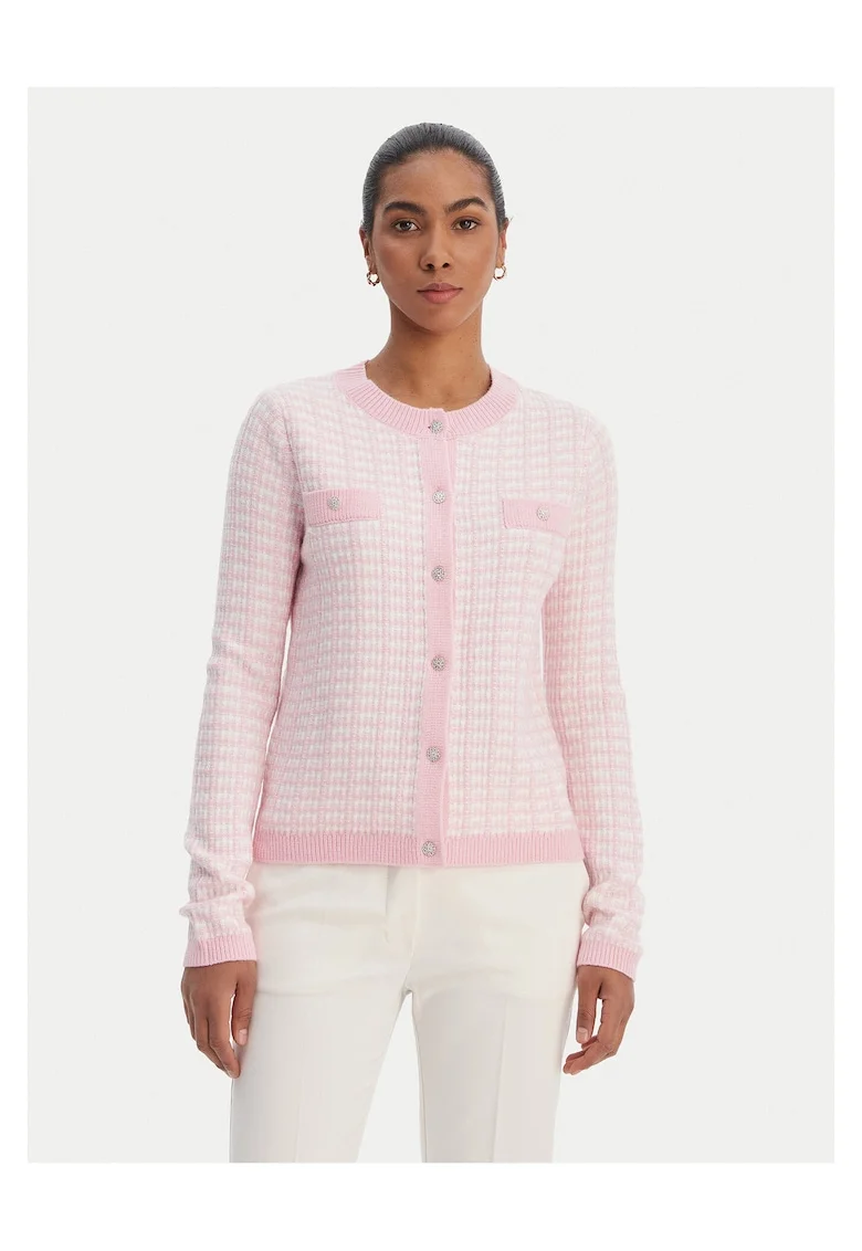 dama,  cardigan, slim fit, galben, acril/poliester/poliamida - 658975, Roz
