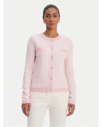 dama,  cardigan, slim fit, galben, acril/poliester/poliamida - 658975, Roz