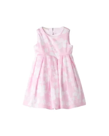 Rochie eleganta din bumbac cu imprimeu floral pentru fete, Alb/Roz