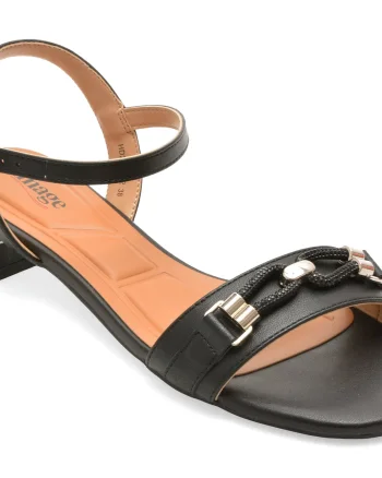 Sandale IMAGE negre, 250602, din piele naturala