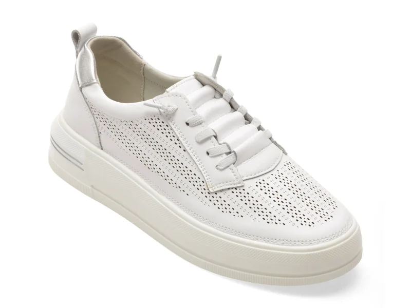 Pantofi sport IMAGE albi, 250646, din piele naturala