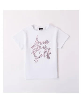 Tricou uni cu aplicatie strasuri pentru fete,  0.8421, Alb