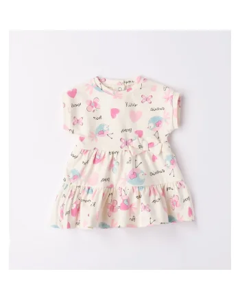 Rochie cu imprimeu pentru fete nou nascut,  4.6135, Crem/Roz, Mov/Roz/Crem