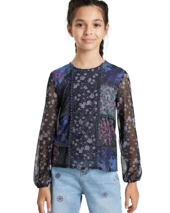 Bluza cu model cu aplicatii, Bleumarin