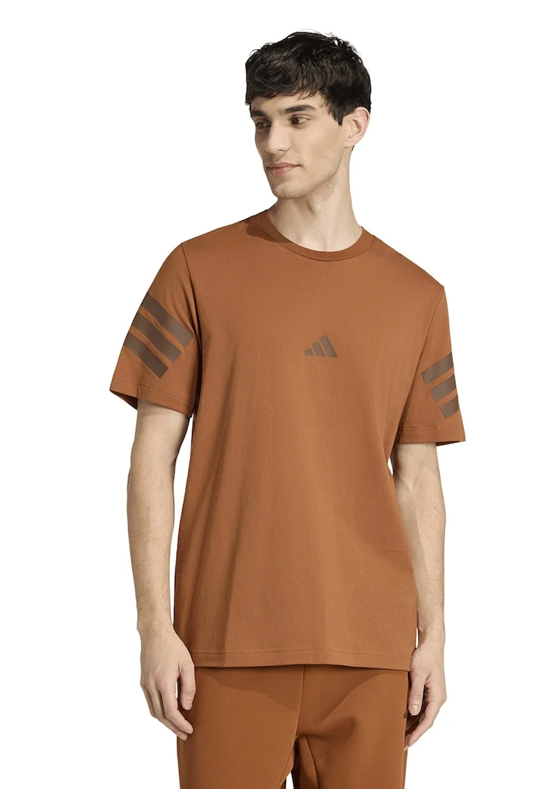 Tricou din bumbac cu 3 dungi Future Icons, Maro