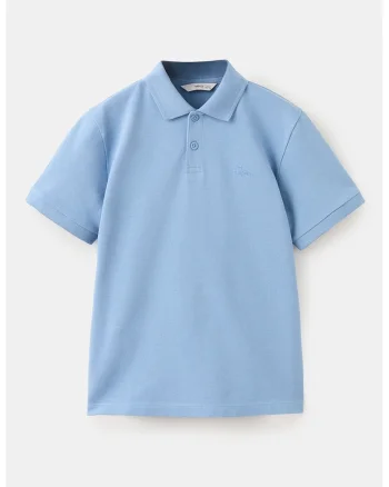 Tricou polo din bumbac pique, Albastru pastel