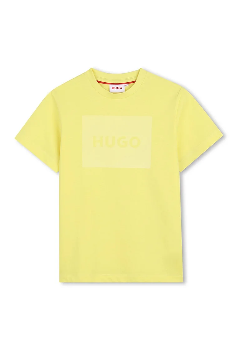Tricou de bumbac cu imprimeu logo, Galben