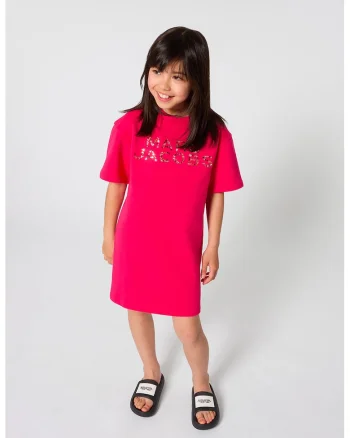 Rochie-tricou cu logo din strasuri, Rosu