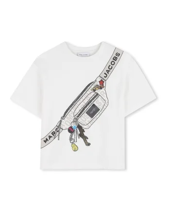 Tricou de bumbac cu imprimeu grafic, Negru/Alb murdar