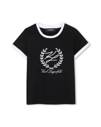 Tricou din amestec de bumbac cu logo, Negru/Alb optic