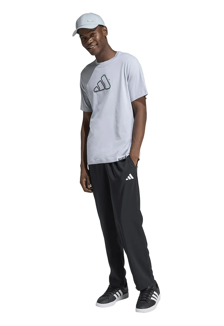 Tricou de bumbac cu imprimeu pe piept Motorsport, Negru/Albastru glaciar