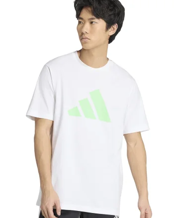 Tricou de bumbac cu decolteu la baza gatului, Alb/Verde lime