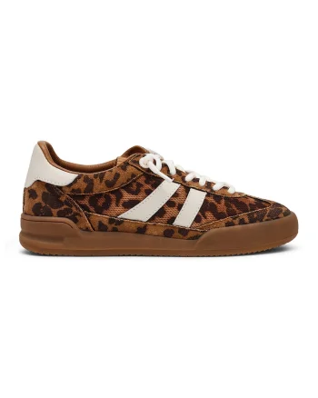 Pantofi sport din piele intoarsa si plasa cu model animal print Verdict, Caramel/Maro pamantiu