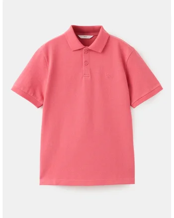 Tricou polo din bumbac pique, Roz pastel