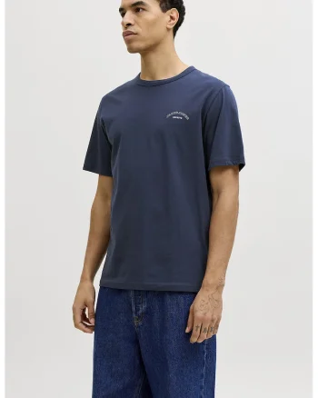 Tricou de bumbac organic cu logo discret, Bleumarin,