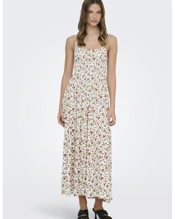 Rochie lunga cu imprimeu, Rosu/Verde pal/Alb murdar