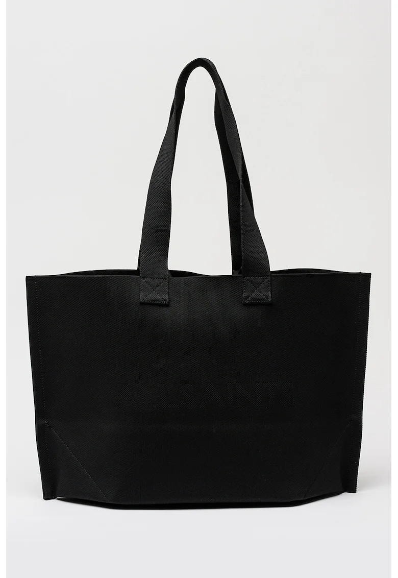 Geanta shopper din material textil cu logo discret Lutece, Negru