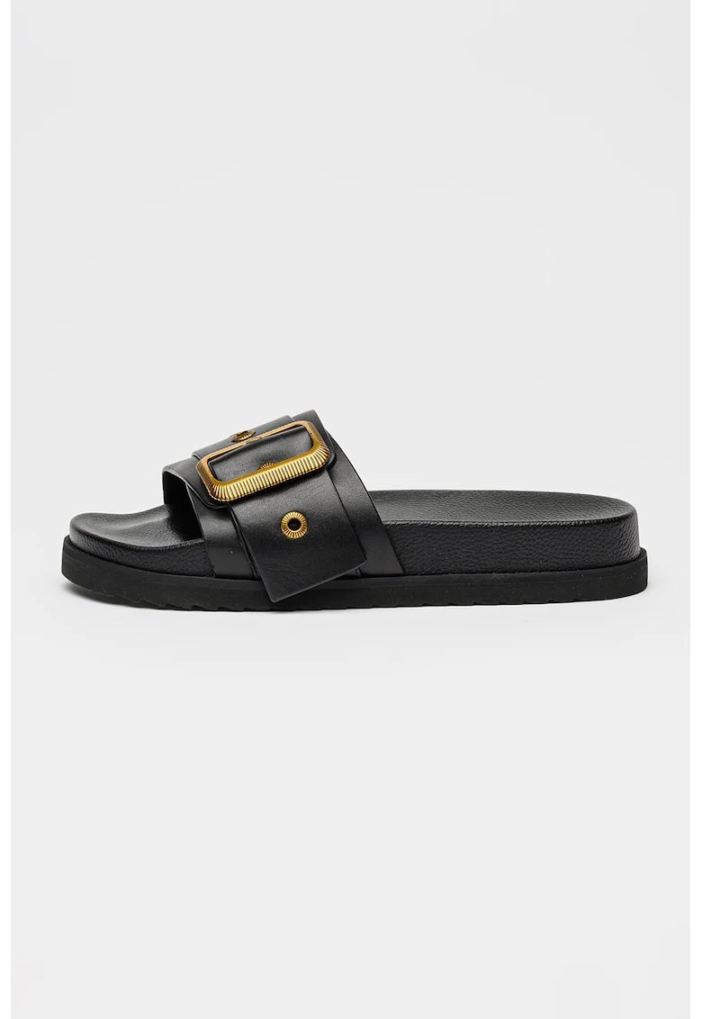 Papuci de piele Ellie, Negru