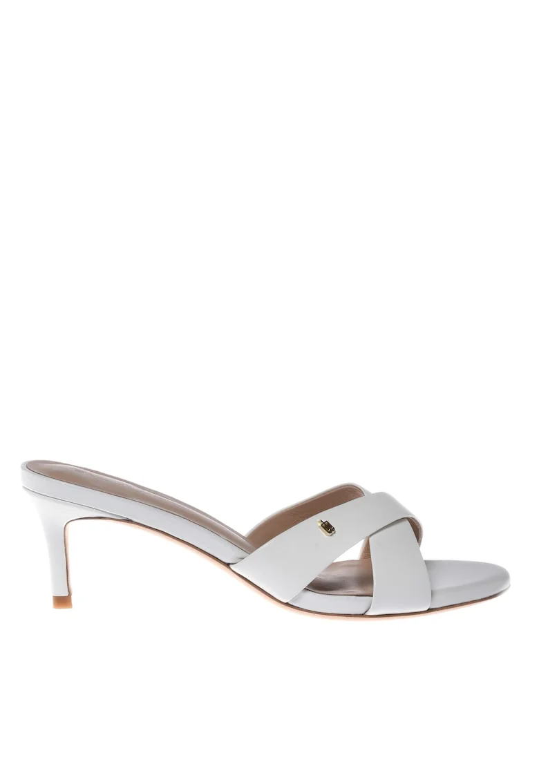 Sandale de piele cu toc kitten, Alb