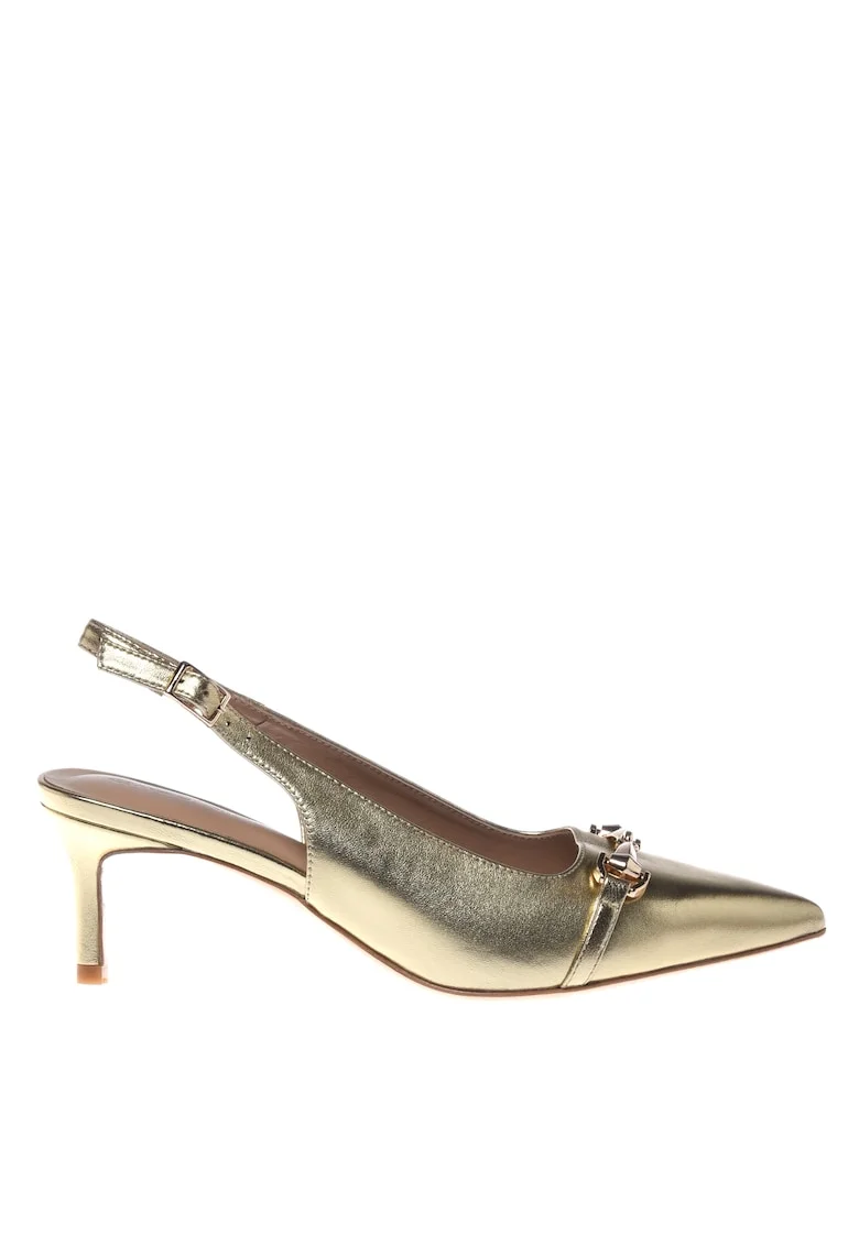 Pantofi slingback de piele, Auriu platinat