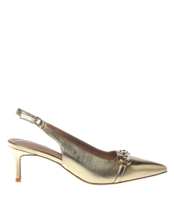 Pantofi slingback de piele, Auriu platinat