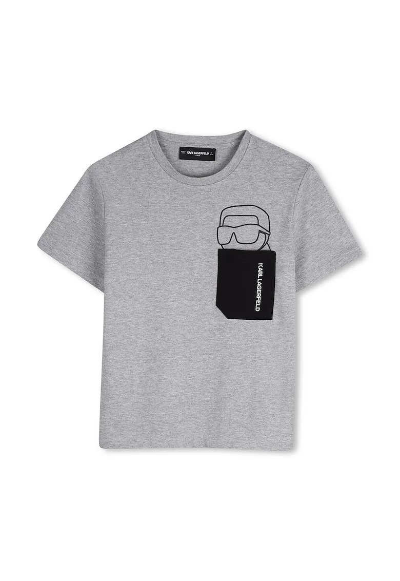 Tricou din bumbac cu buzunar pe piept, Gri inchis melange