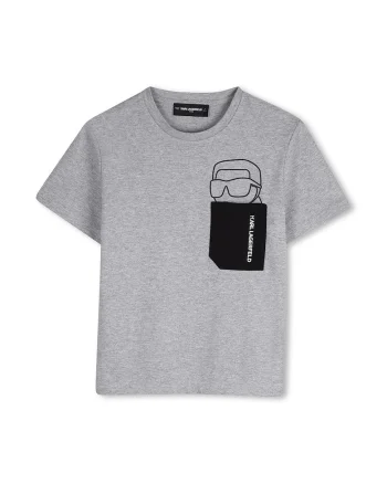 Tricou din bumbac cu buzunar pe piept, Gri inchis melange