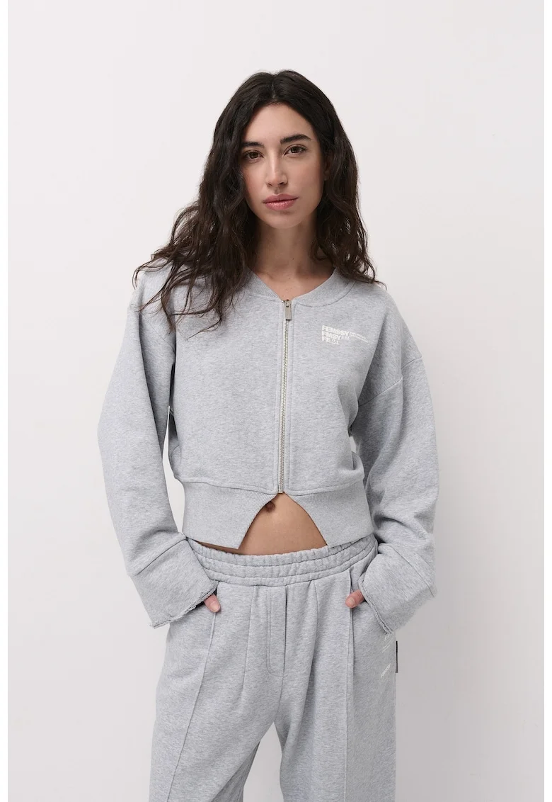Bluza de trening dama din bumbac SCULP ZIP UP Gri, Gri