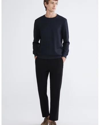 Pantaloni drepti din amestec de bumbac, Negru