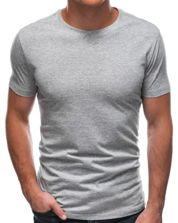 Tricou din bumbac cu model uni, Gri deschis melange